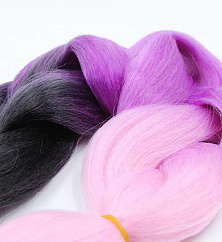 Канекалон 3-цветный 100гр 130см C05 черно лилово розовый