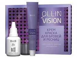 Крем-краска для бровей и ресниц в наборе черная Ollin