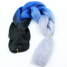 Канекалон 3-цветный 100гр 130см C20 черно синий пепельный