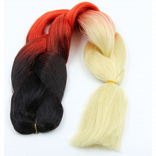 Канекалон 3-цветный 100гр 130см C16 черно коралловый блондин