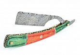 Бритва Metzger DR-14350 (Orange/Green wood, Damascus steel)