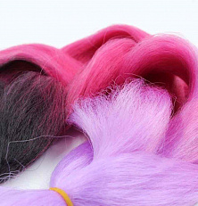 Канекалон 3-цветный 100гр 130см C22 черно малиново сиреневый