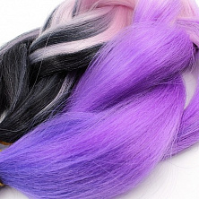 Канекалон 4-цветный 100гр 130см D02 черно розово лилово фиолетовый