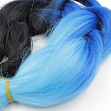 Канекалон 3-цветный 100гр 130см C09 черно сине голубой