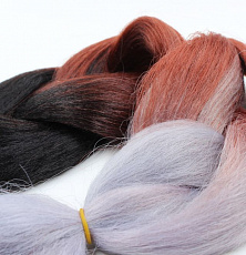 Канекалон 3-цветный 100гр 130см C17 черно махогоново пепельный