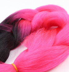 Канекалон 2-цветный 100гр 130см B03 черно ярко розовый