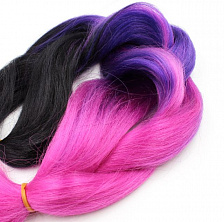 Канекалон 3-цветный 100гр 130см C12 черно фиолетово малиновый