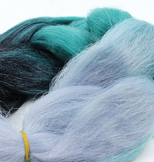 Канекалон 3-цветный 100гр 130см C18 черно изумрудно пепельный