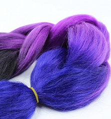 Канекалон 3-цветный 100гр 130см C10 черно лилово фиолетовый