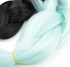 Канекалон 2-цветный 100гр 130см B24 черно ментоловый