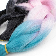 Канекалон 3-цветный 100гр 130см C02 черно розово голубой