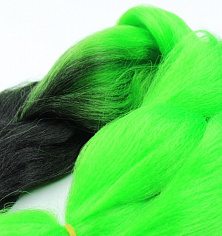 Канекалон 2-цветный 100гр 130см B17 черно зеленый неон